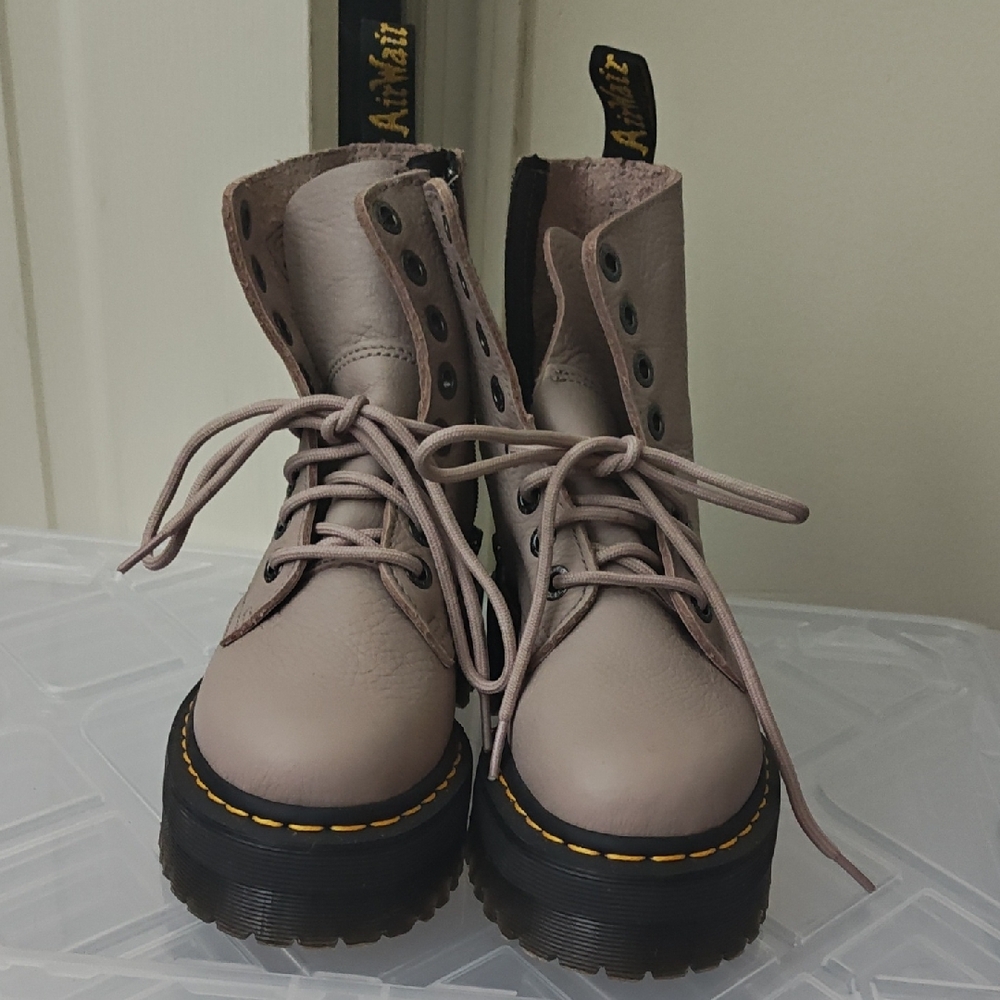 Dr. Martens Women's Taupe/Dusty Pink Combat Boots